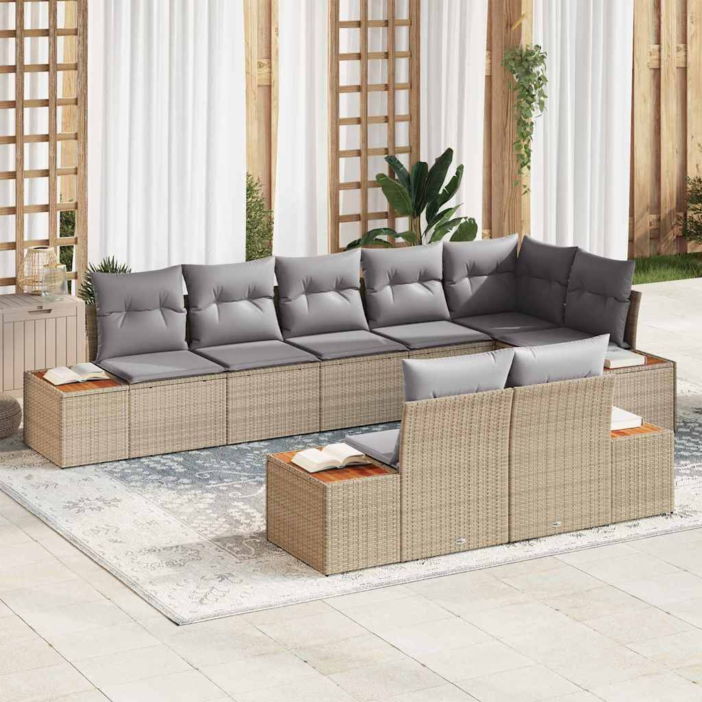 Kerti Kanapé Szett párnával 8 pcs Bézs Poli rattan
