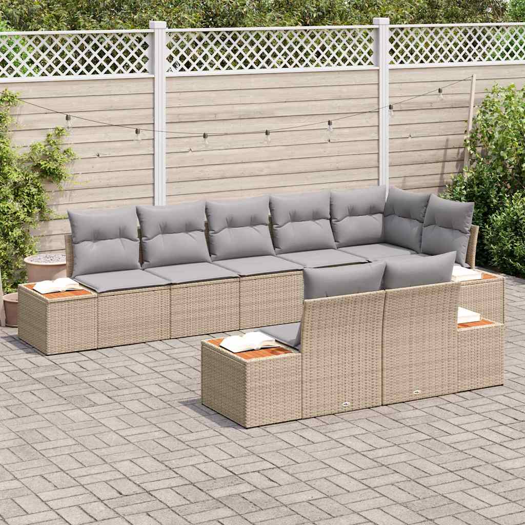 Kerti Kanapé Szett párnával 8 pcs Bézs Poli rattan