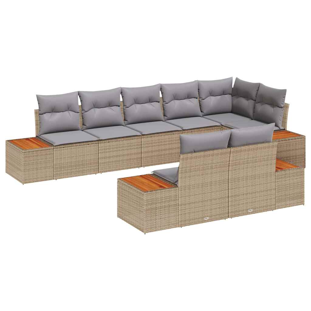 Kerti Kanapé Szett párnával 8 pcs Bézs Poli rattan