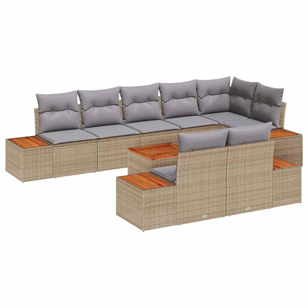 Kerti Kanapé Szett párnával 9 pcs Bézs Poli rattan