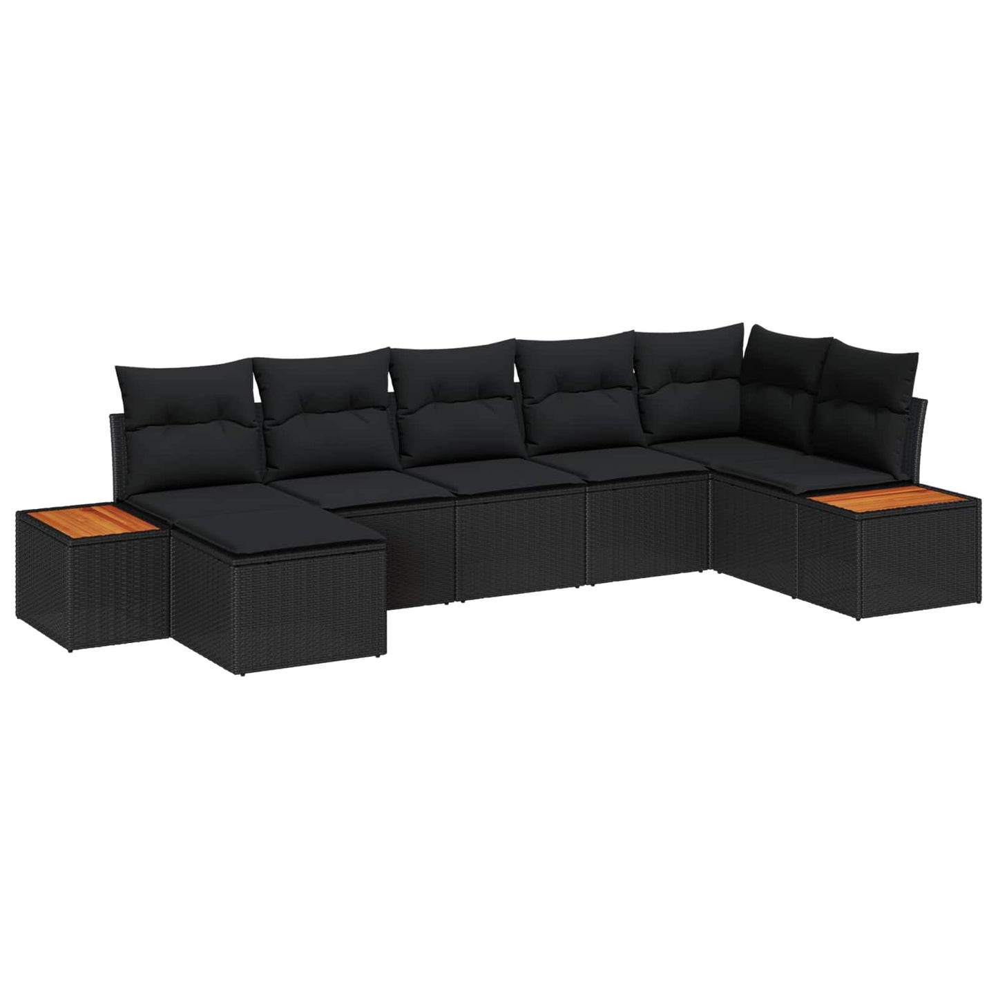 Kerti Kanapé Szett párnával 7 pcs Fekete Poli rattan