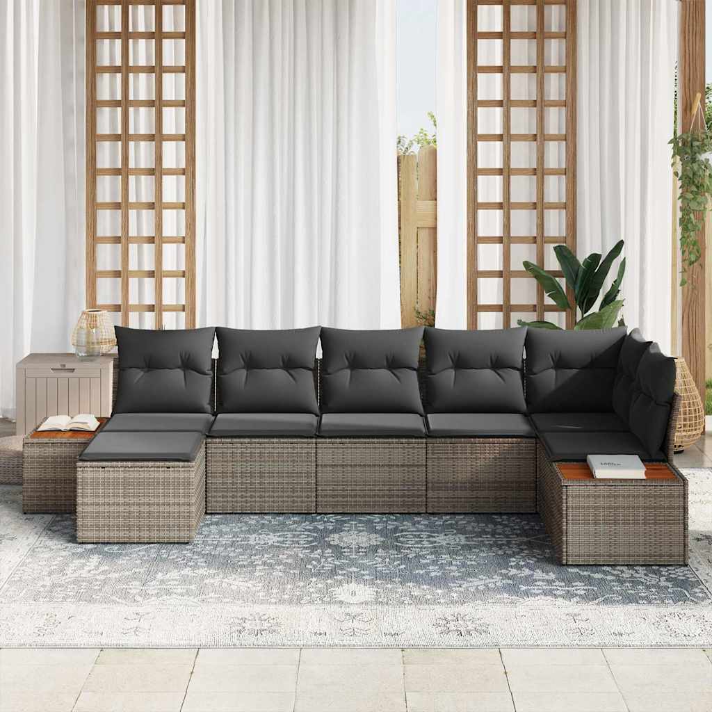 Kerti Kanapé Szett párnával 7 pcs Szürke polirattan
