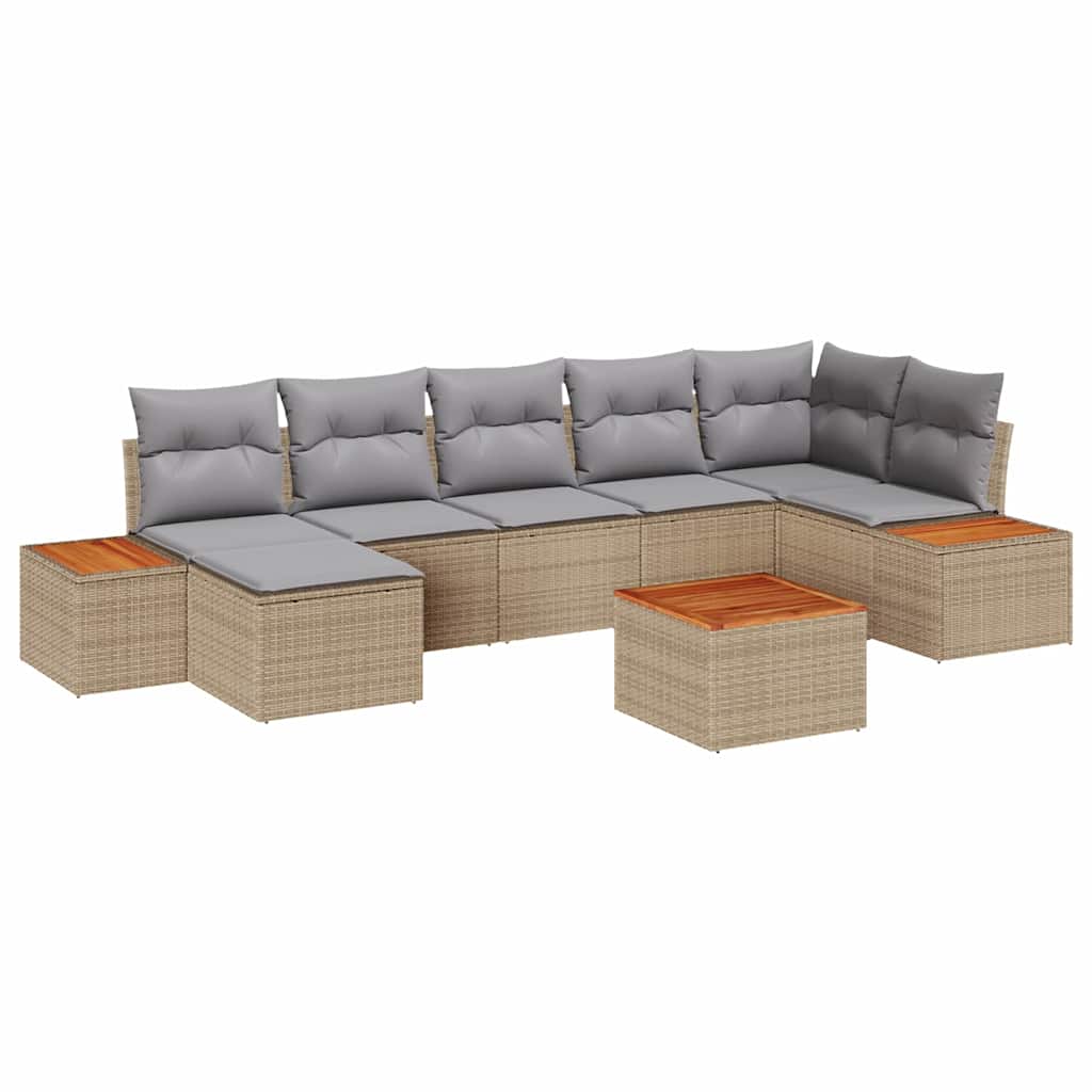Kerti Kanapé Szett párnával 8 pcs Bézs Poli rattan