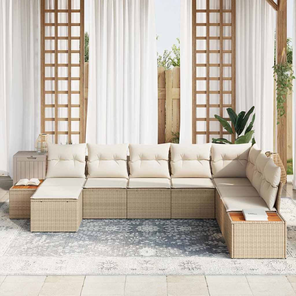 Kerti Kanapé Szett párnával 8 pcs Bézs Poli rattan