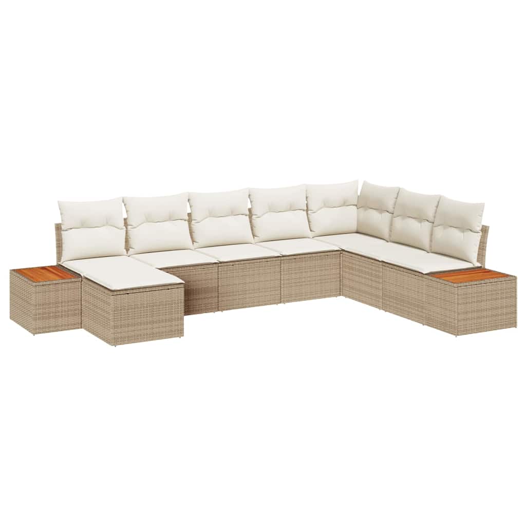 Kerti Kanapé Szett párnával 8 pcs Bézs Poli rattan