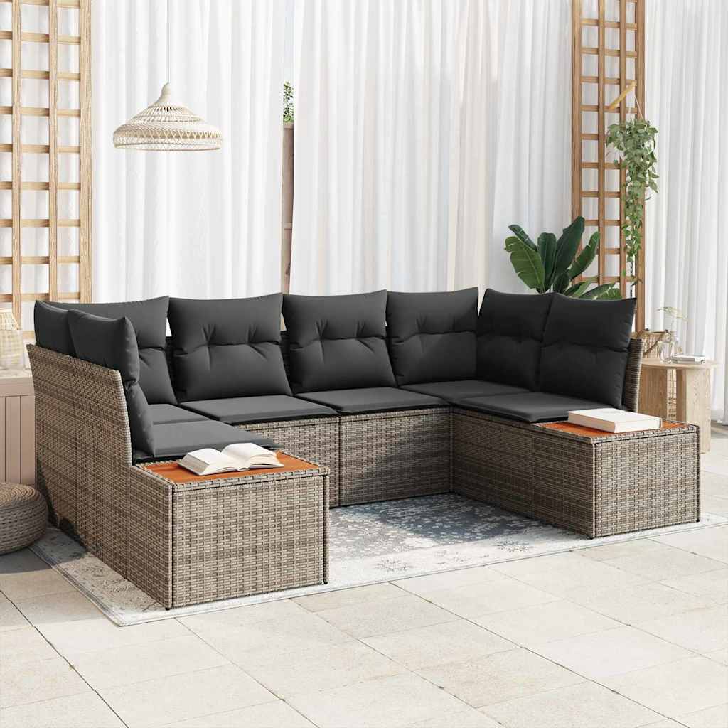 Kerti Kanapé Szett párnával 6 pcs Szürke polirattan