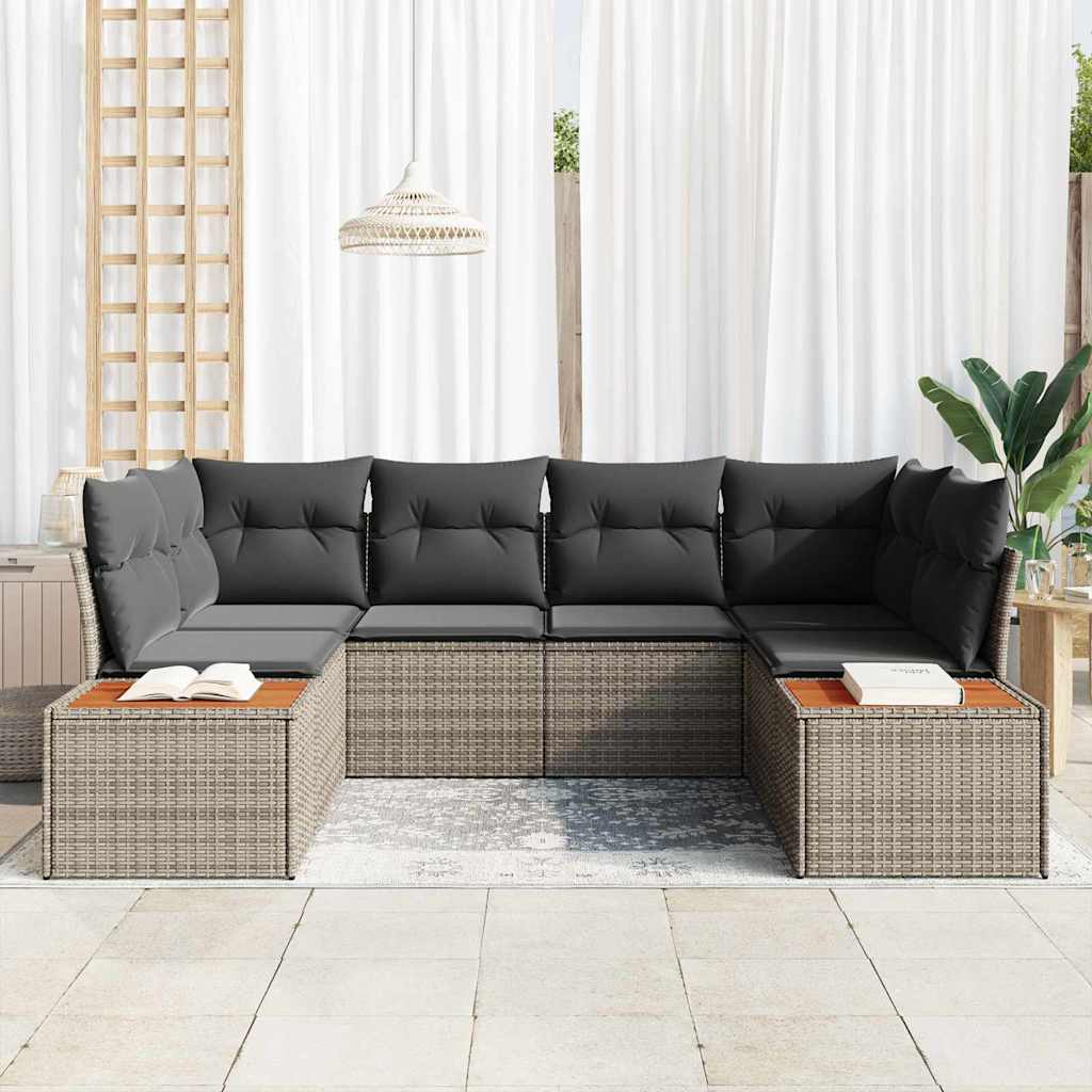 Kerti Kanapé Szett párnával 6 pcs Szürke polirattan