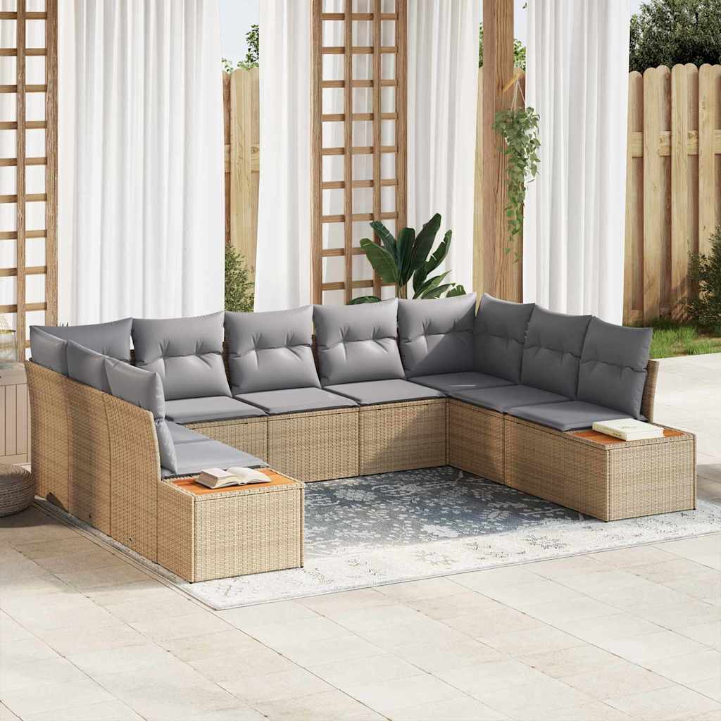 Kerti Kanapé Szett párnával 9 pcs Bézs Poli rattan