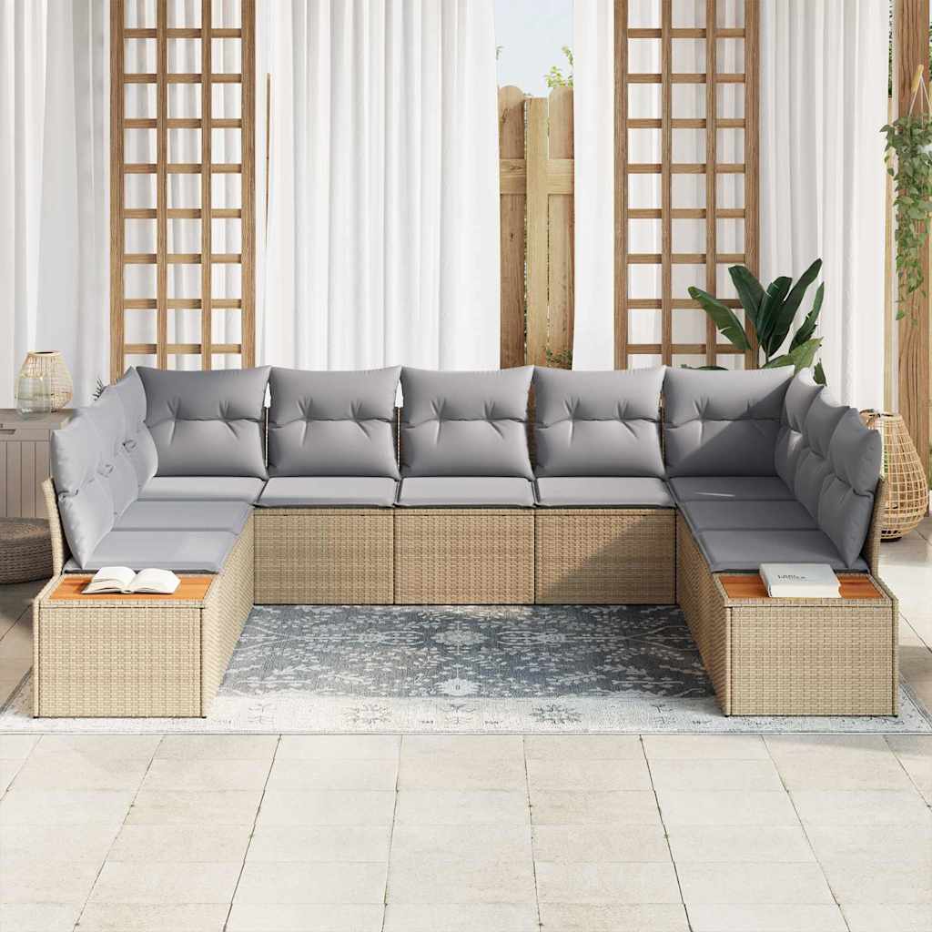 Kerti Kanapé Szett párnával 9 pcs Bézs Poli rattan