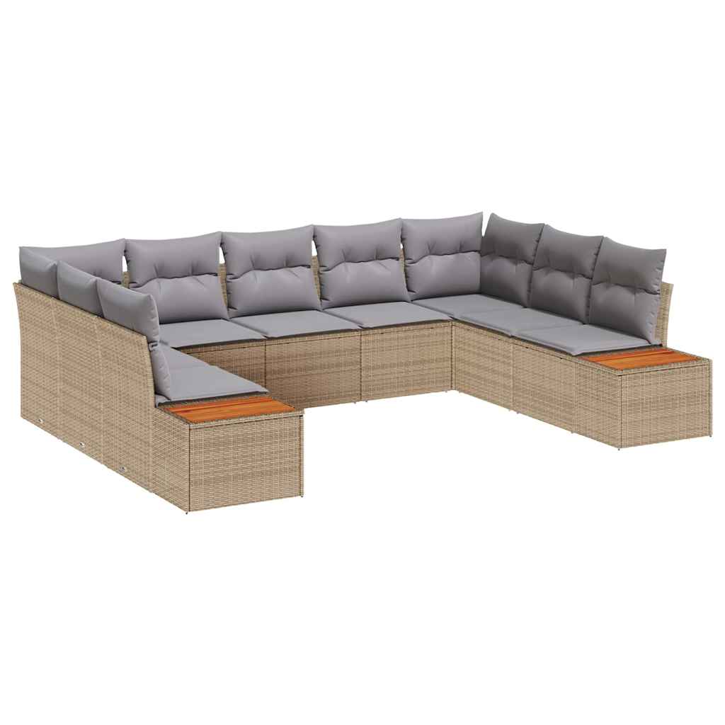 Kerti Kanapé Szett párnával 9 pcs Bézs Poli rattan