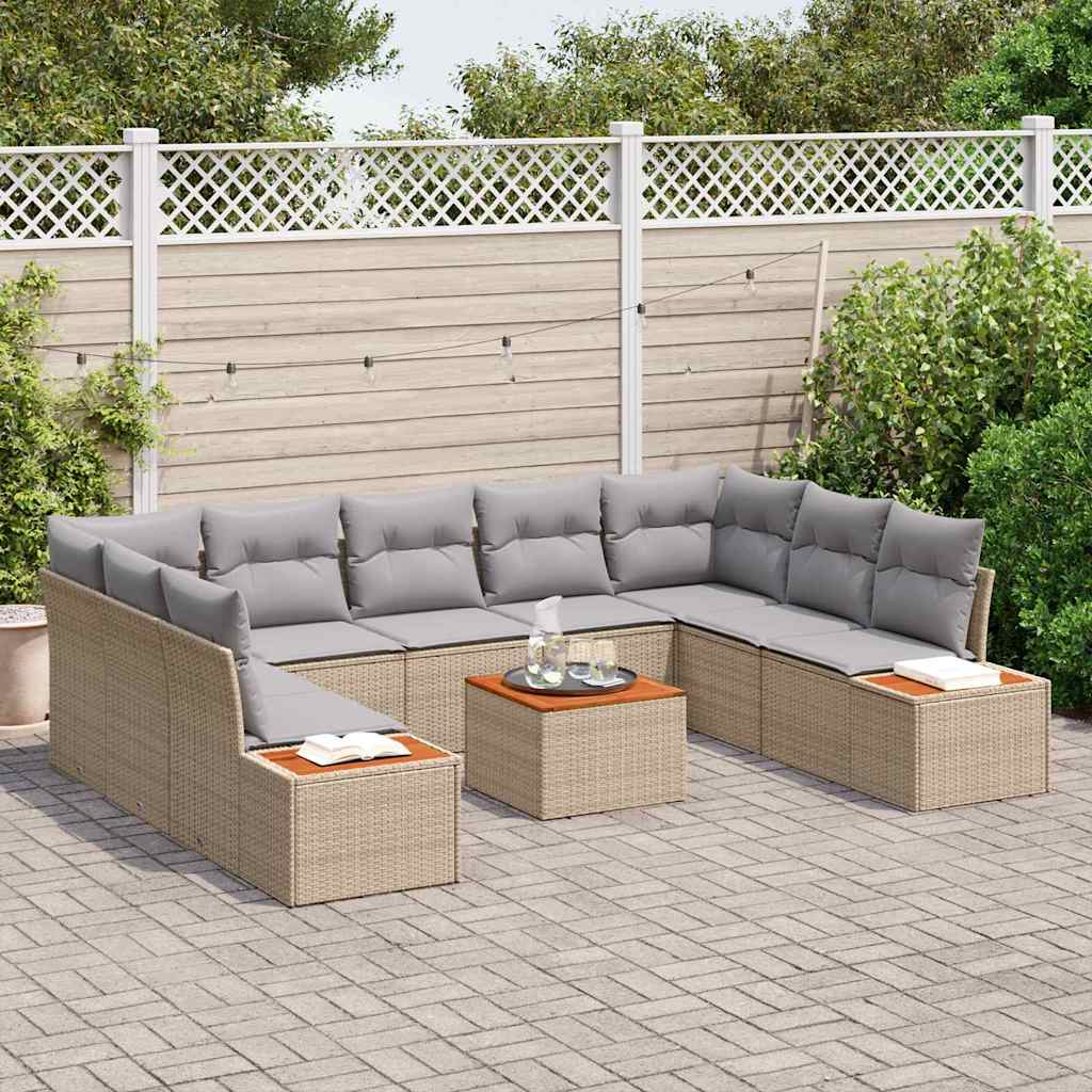 Kerti Kanapé Szett párnával 10 pcs Bézs Poli rattan