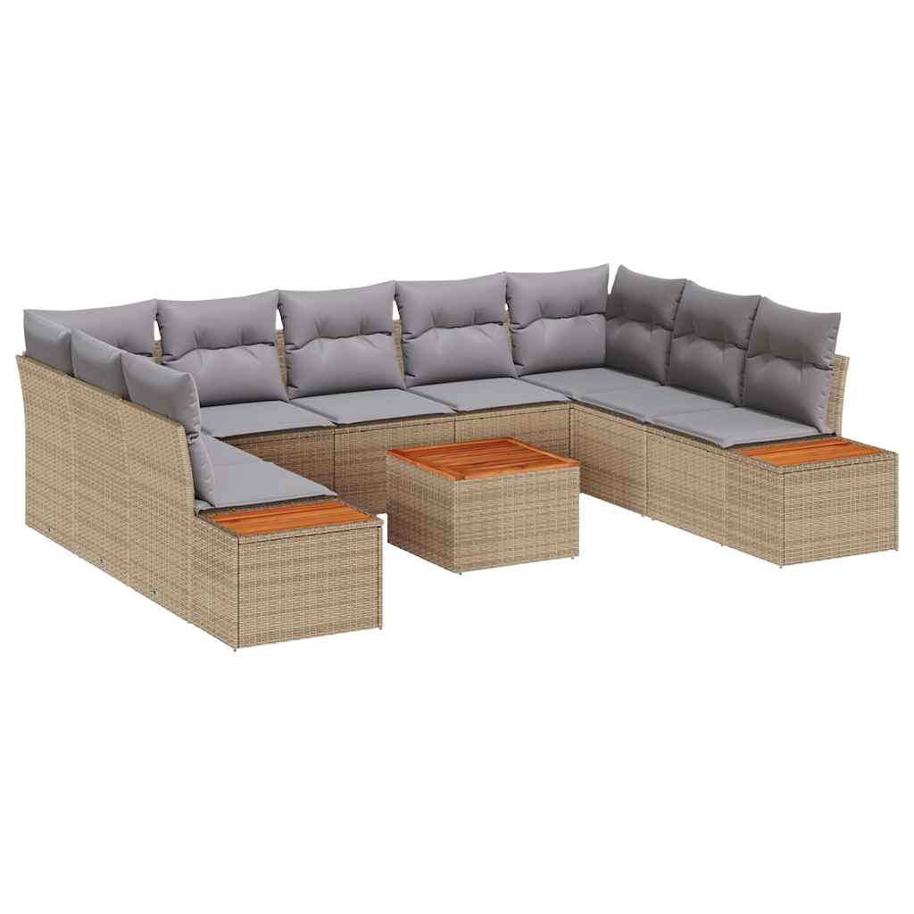 Kerti Kanapé Szett párnával 10 pcs Bézs Poli rattan