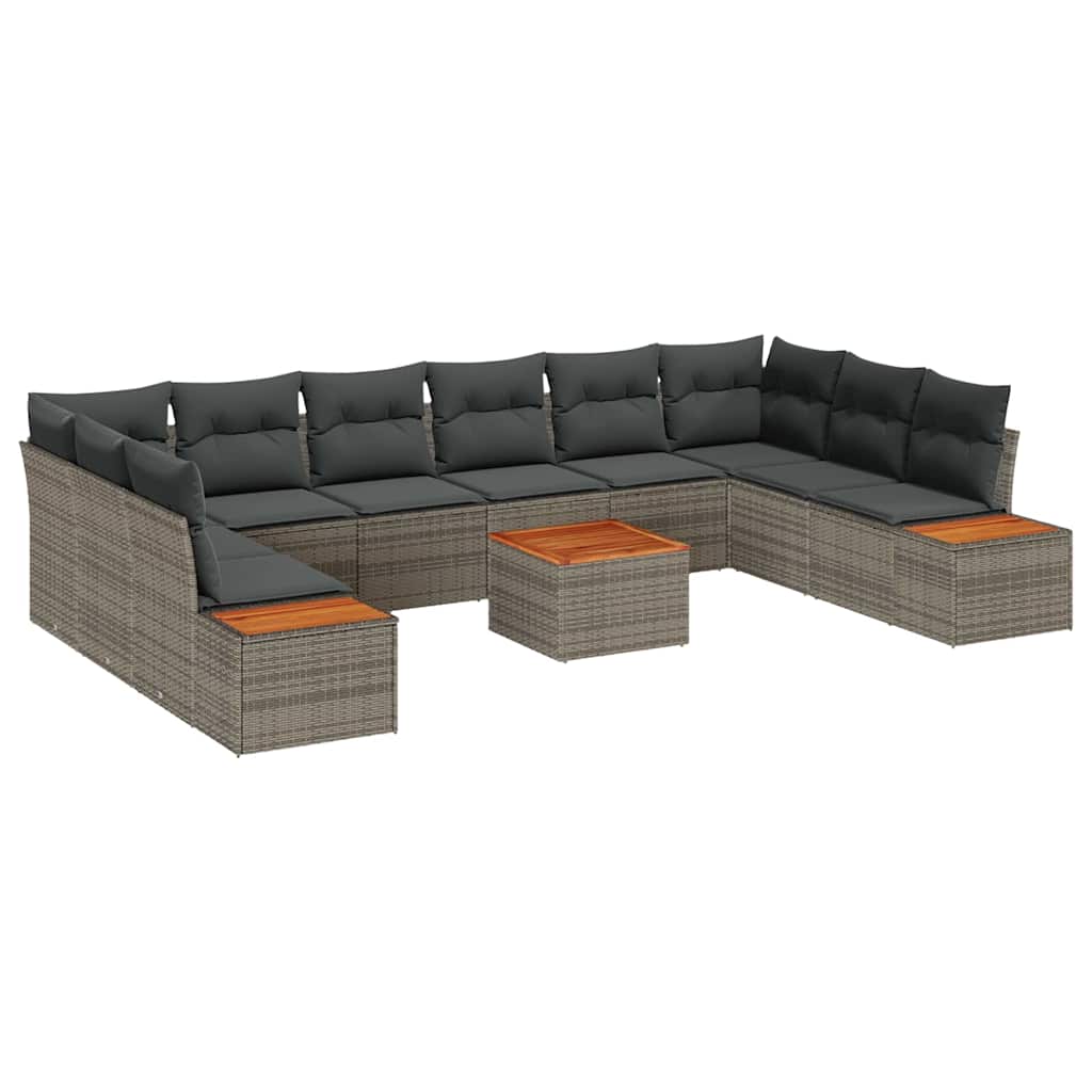 Kerti Kanapé Szett párnával 11 pcs Szürke Poli rattan