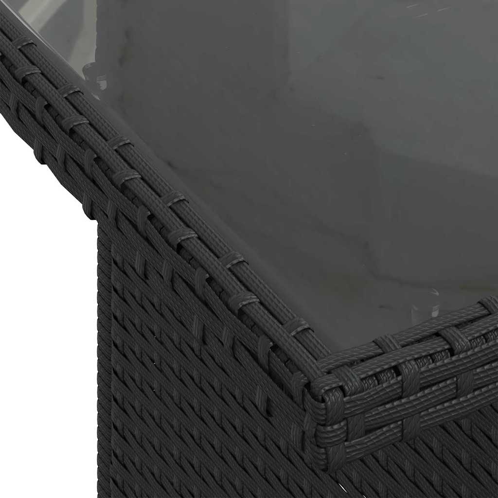 Kerti Kanapé Szett 5 db Fekete polirattan