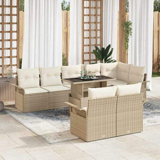 Kerti Kanapé Szett párnával 9 pcs Bézs Poli rattan