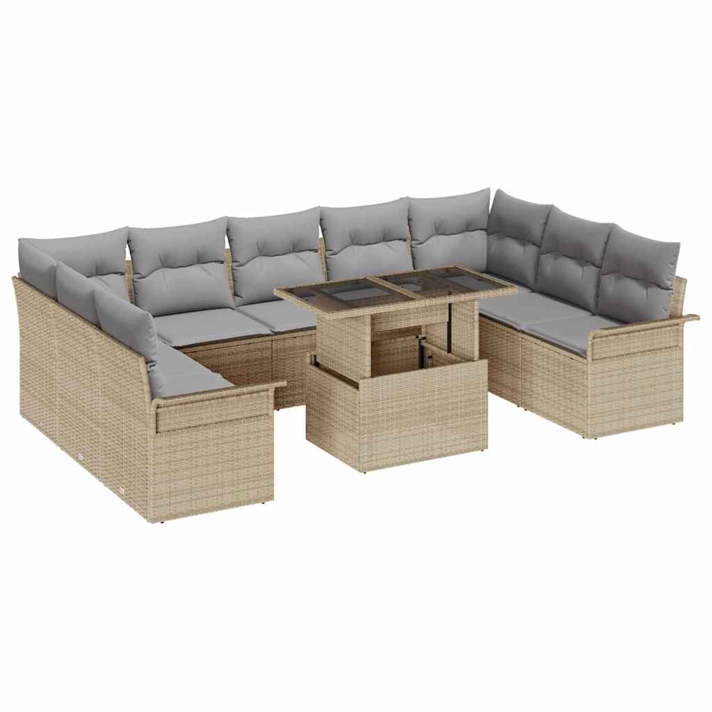 Kerti Kanapé Szett párnával 10 pcs Bézs Poli rattan