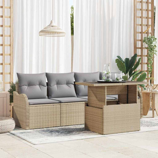 Kerti Kanapé Szett párnával 5 pcs Bézs Poli rattan