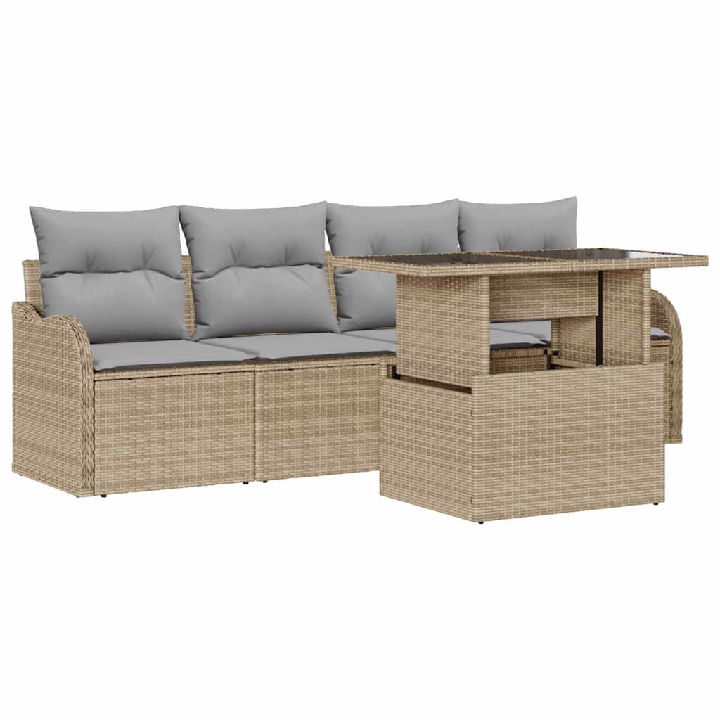 Kerti Kanapé Szett párnával 5 pcs Bézs Poli rattan