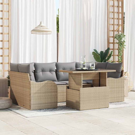 Kerti Kanapé Szett párnával 7 pcs Bézs Poli rattan
