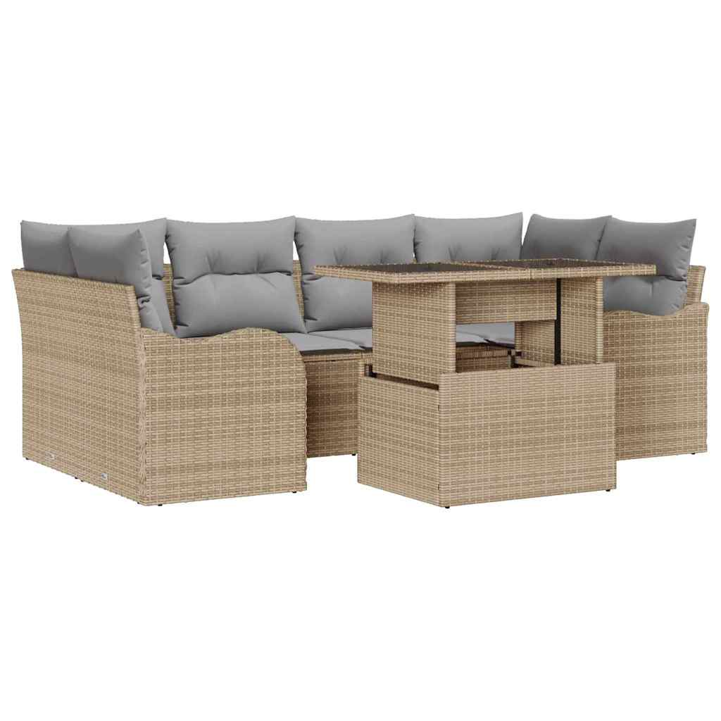 Kerti Kanapé Szett párnával 7 pcs Bézs Poli rattan