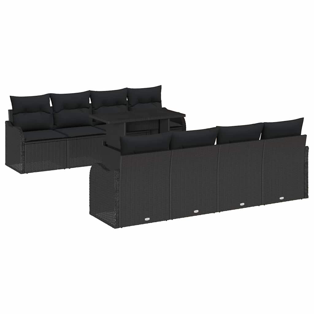 Kerti Kanapé Szett párnával 7 pcs Fekete polirattan