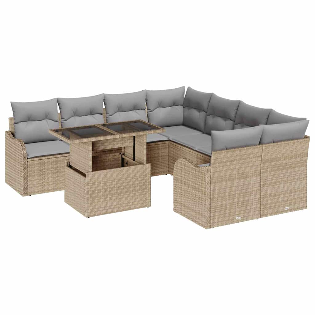 Kerti Kanapé Szett párnával 9 pcs Bézs Poli rattan