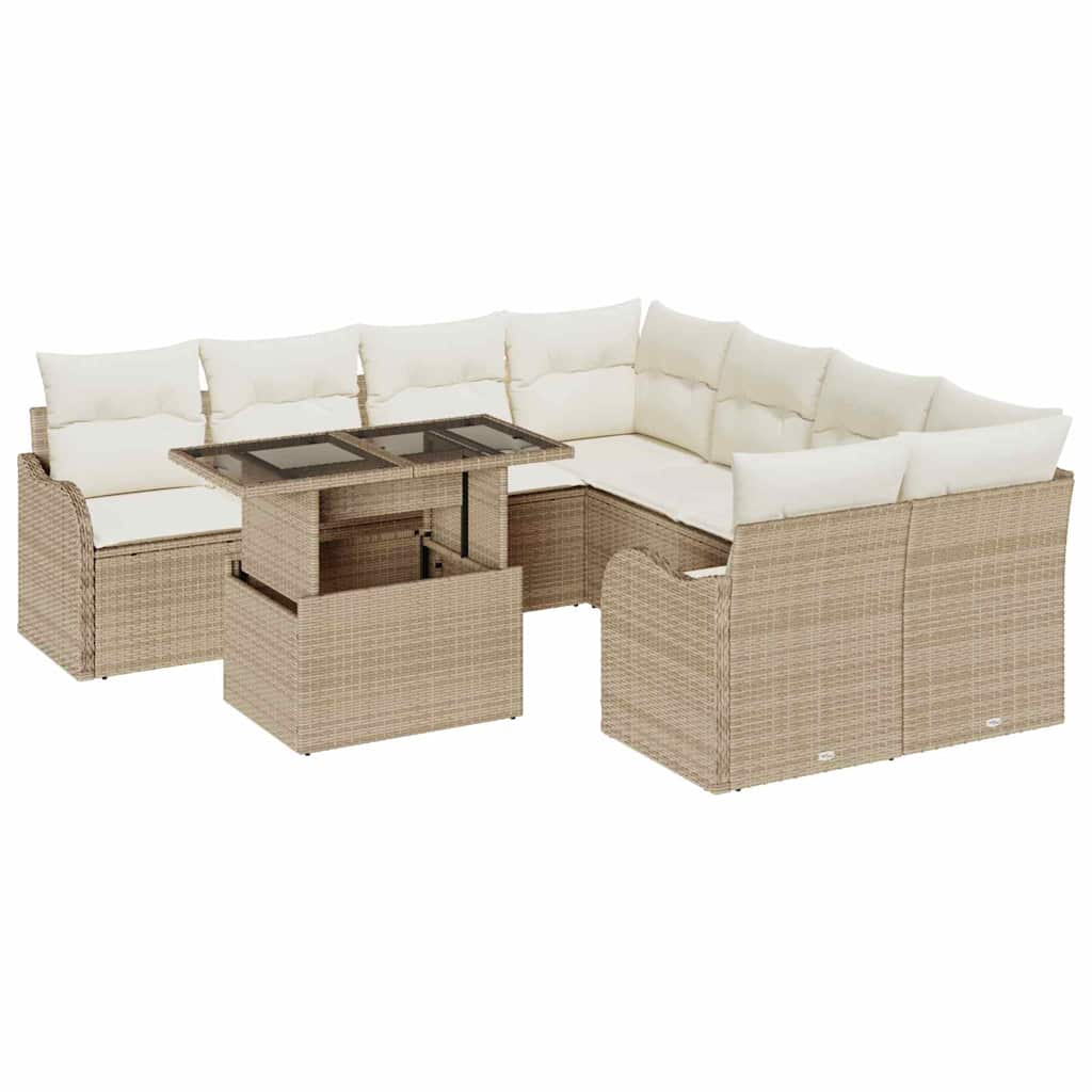 Kerti Kanapé Szett párnával 9 pcs Bézs Poli rattan