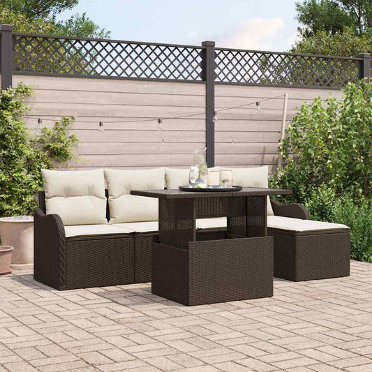Kültéri Ülőgarnitúra párnával 6 pcs Barna Poli rattan