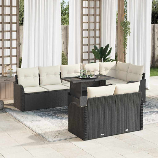 Hálószoba szett párnával 9 pcs Fekete Poli rattan