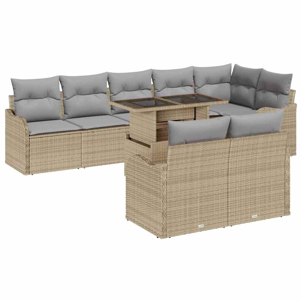 Hálószoba szett párnával 9 pcs Bézs Poli rattan
