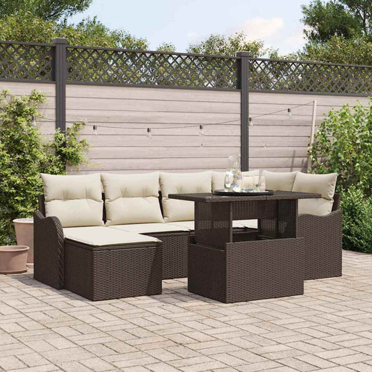Kerti Kanapé Szett párnával 7 pcs Barna Poli rattan