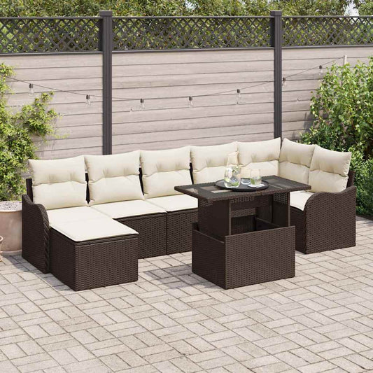 Kerti Kanapé Szett párnával 8 pcs Barna Poli rattan
