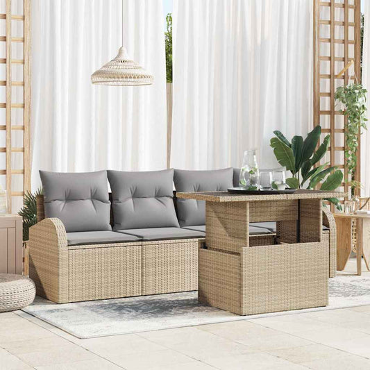 Kerti Kanapé Szett párnával 5 pcs Bézs Poli rattan
