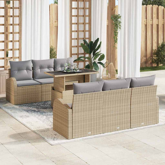 Kerti Kanapé Szett párnával 7 pcs Bézs Poli rattan