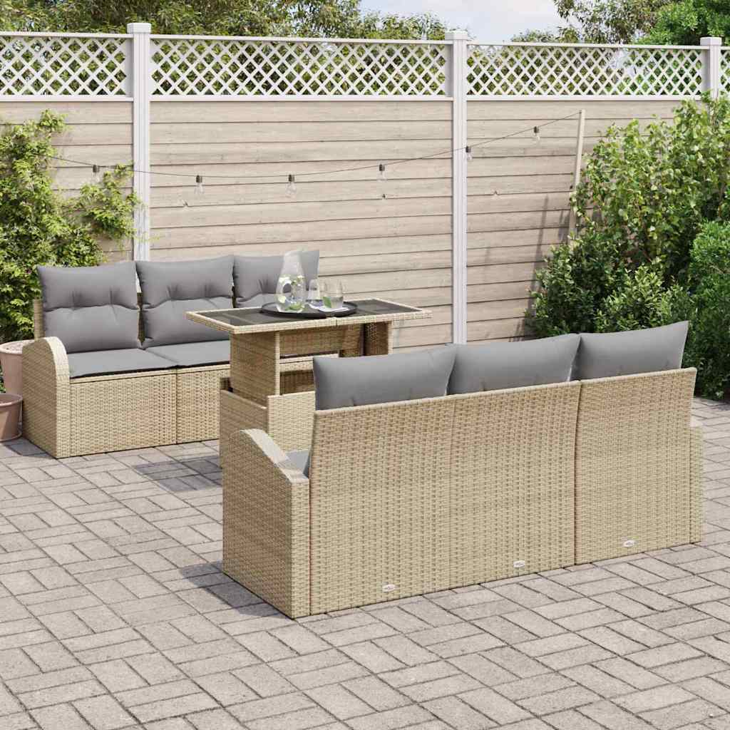 Kerti Kanapé Szett párnával 7 pcs Bézs Poli rattan