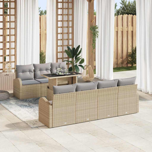Kerti Kanapé Szett párnával 8 pcs Bézs Poli rattan