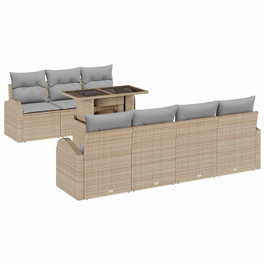Kerti Kanapé Szett párnával 8 pcs Bézs Poli rattan