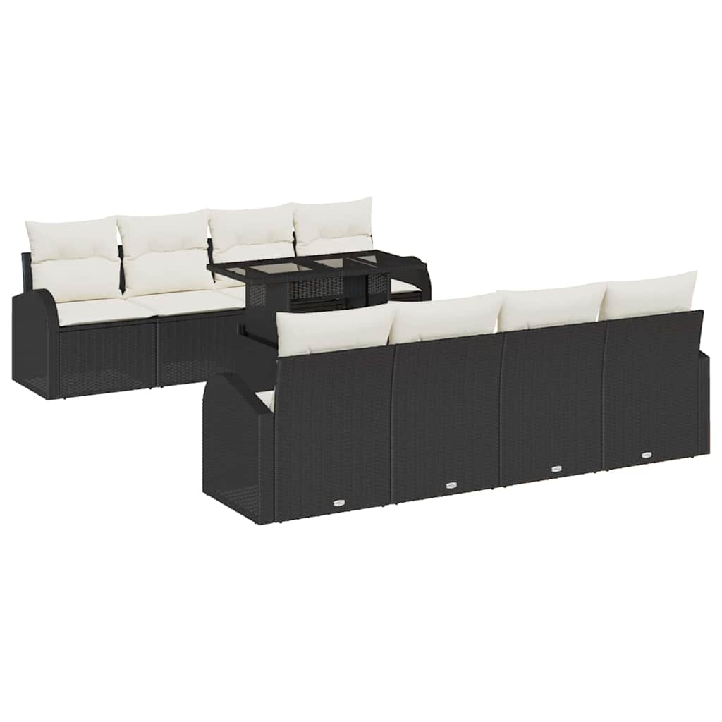 Kerti Kanapé Szett párnával 7 pcs Fekete Poli rattan