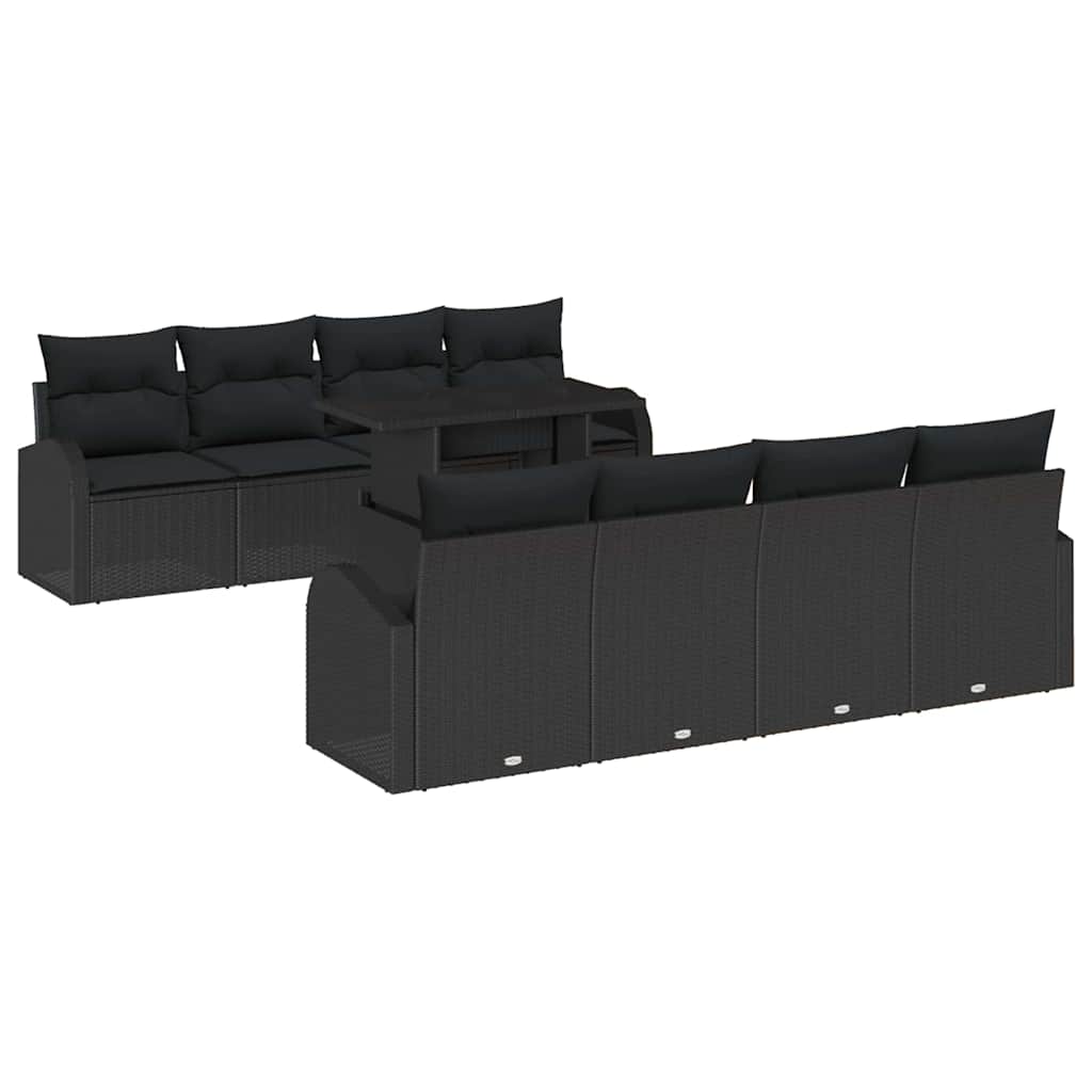 Kerti Kanapé Szett párnával 7 pcs Fekete Poli rattan