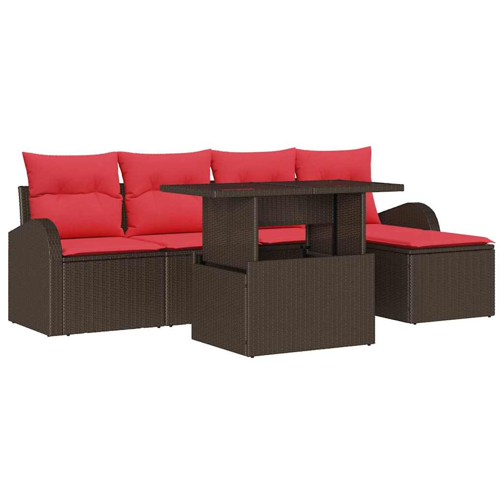 Kerti Kanapé Szett 6 db Barna polirattan