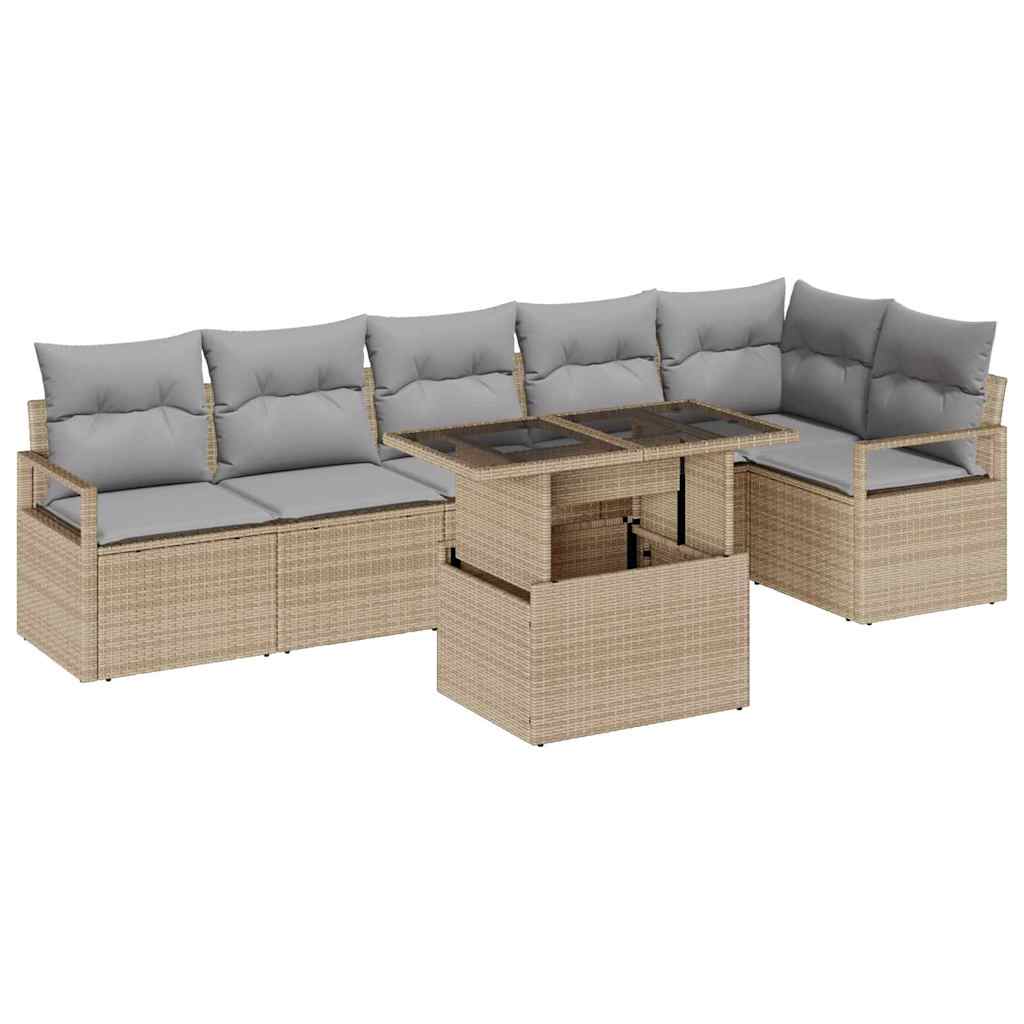 Kerti Kanapé Szett párnával 7 pcs Bézs Poli rattan