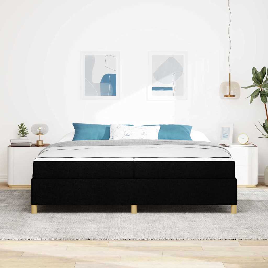 Ágykeret matracmal Fekete 200 x 200 cm szövet