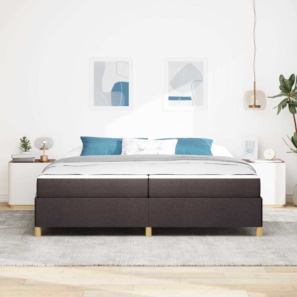 Ágykeret matracmal Sötét Barna 200 x 200 cm szövet