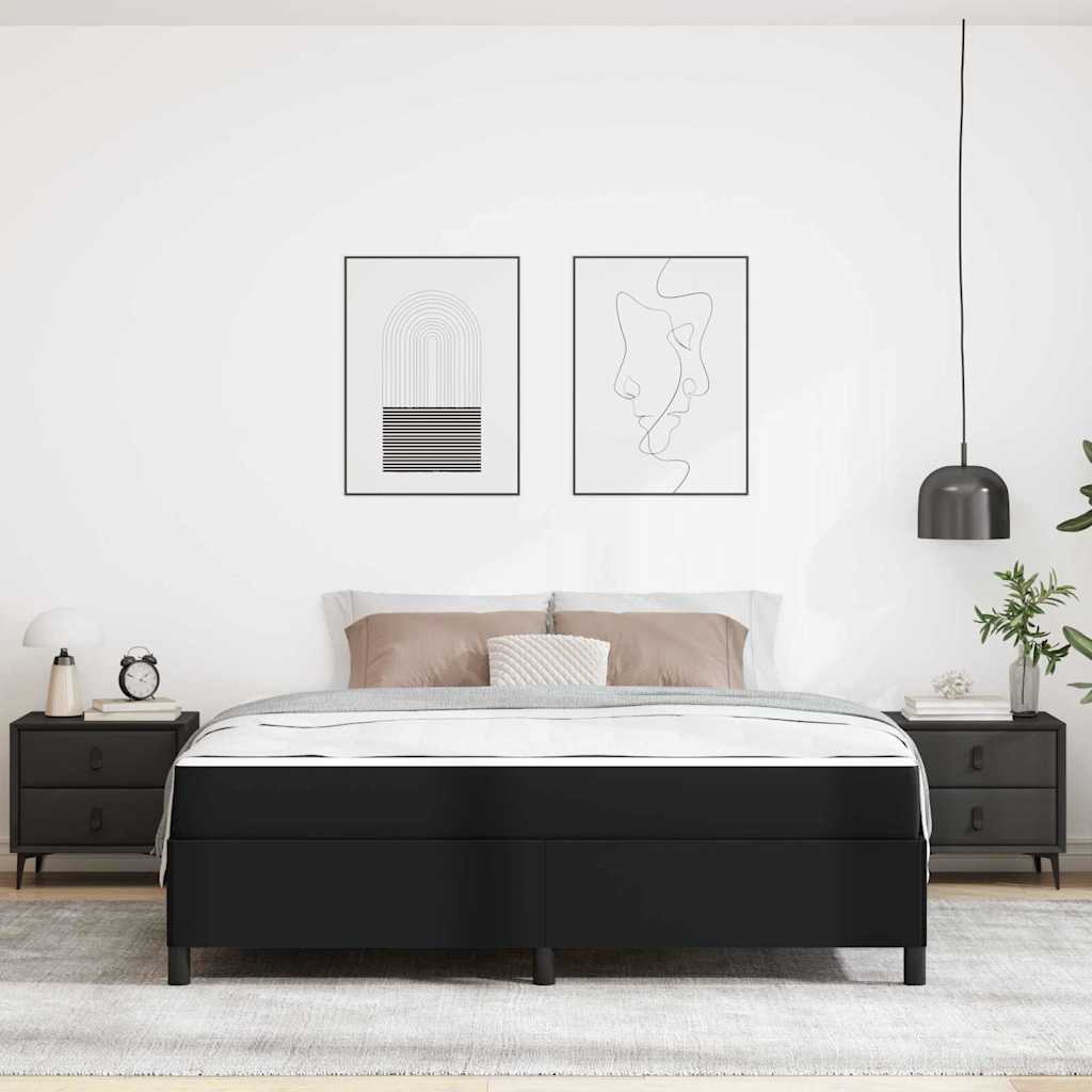 Ágykeret matracmal Fekete 180 x 200 cm szövet