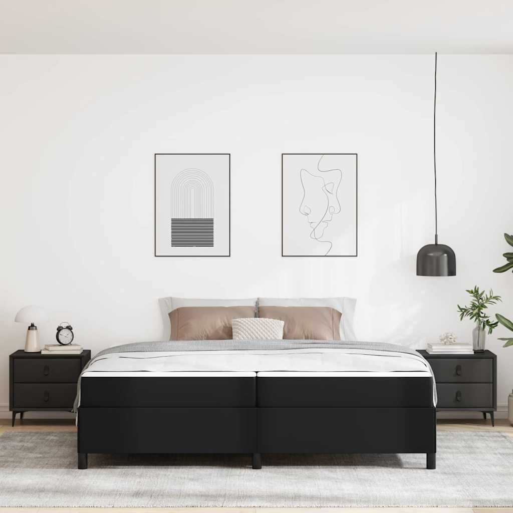 Ágykeret matracmal Fekete 200 x 200 cm szövet