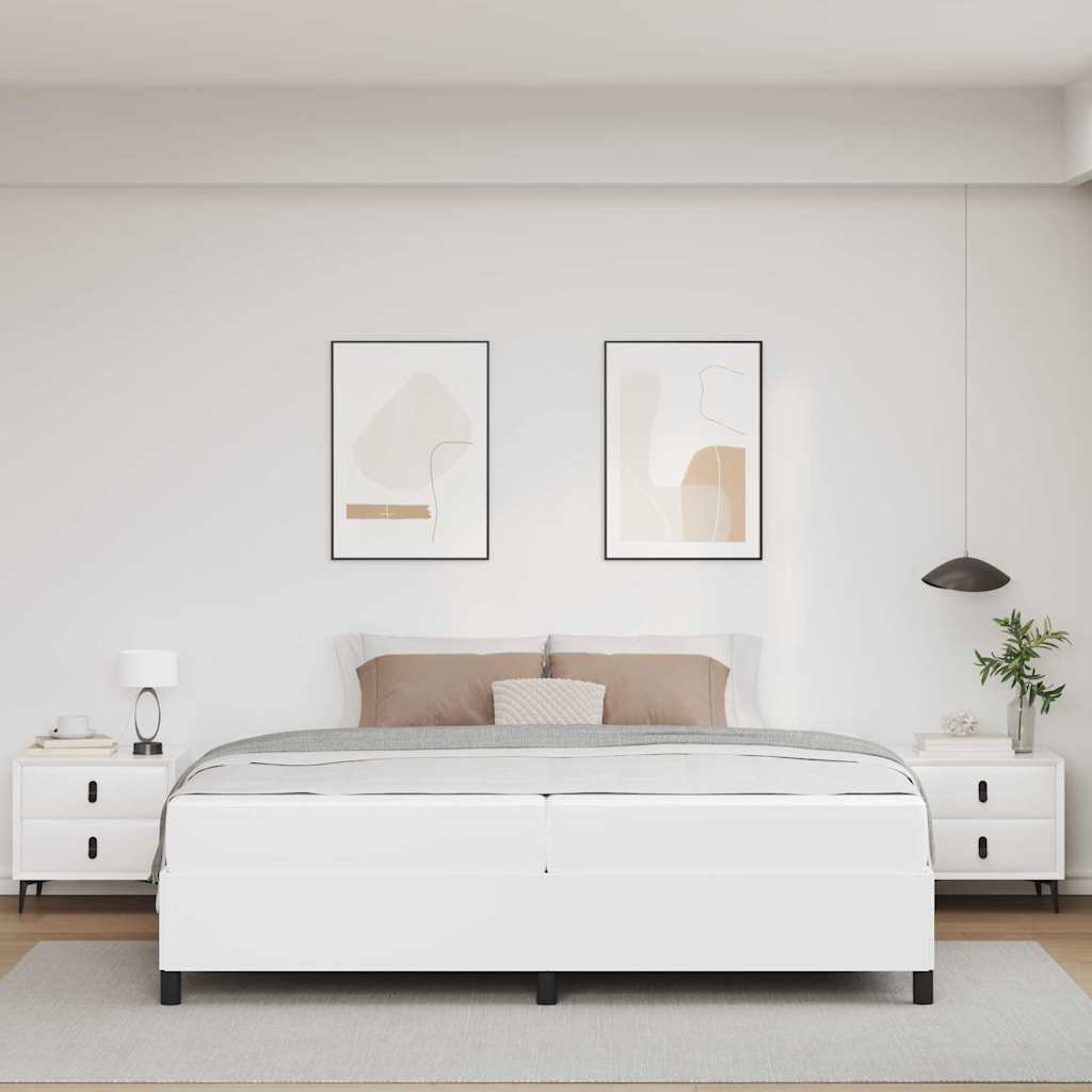 Ágykeret matracmal Fehér 200 x 200 cm szövet
