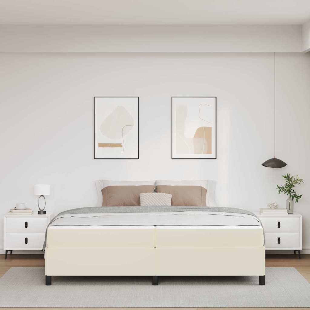 Ágykeret matracmal Krém 200 x 200 cm szövet