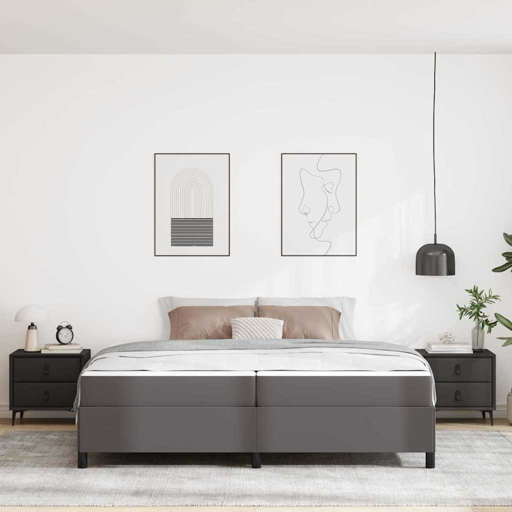 Ágykeret matracmal Szürke 200 x 200 cm szövet