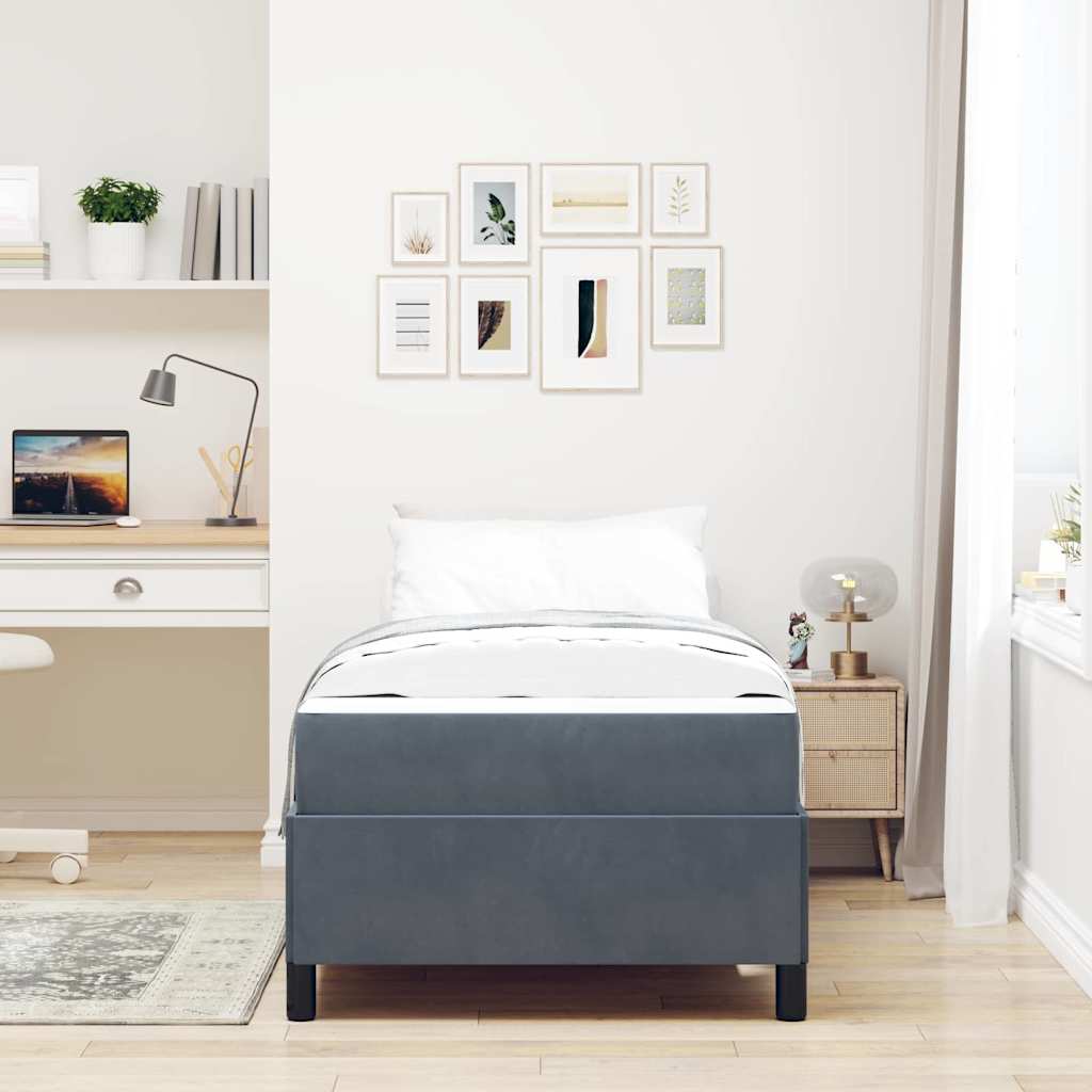 Ágykeret matracmal Sötétszürke 90 x 190 cm szövet