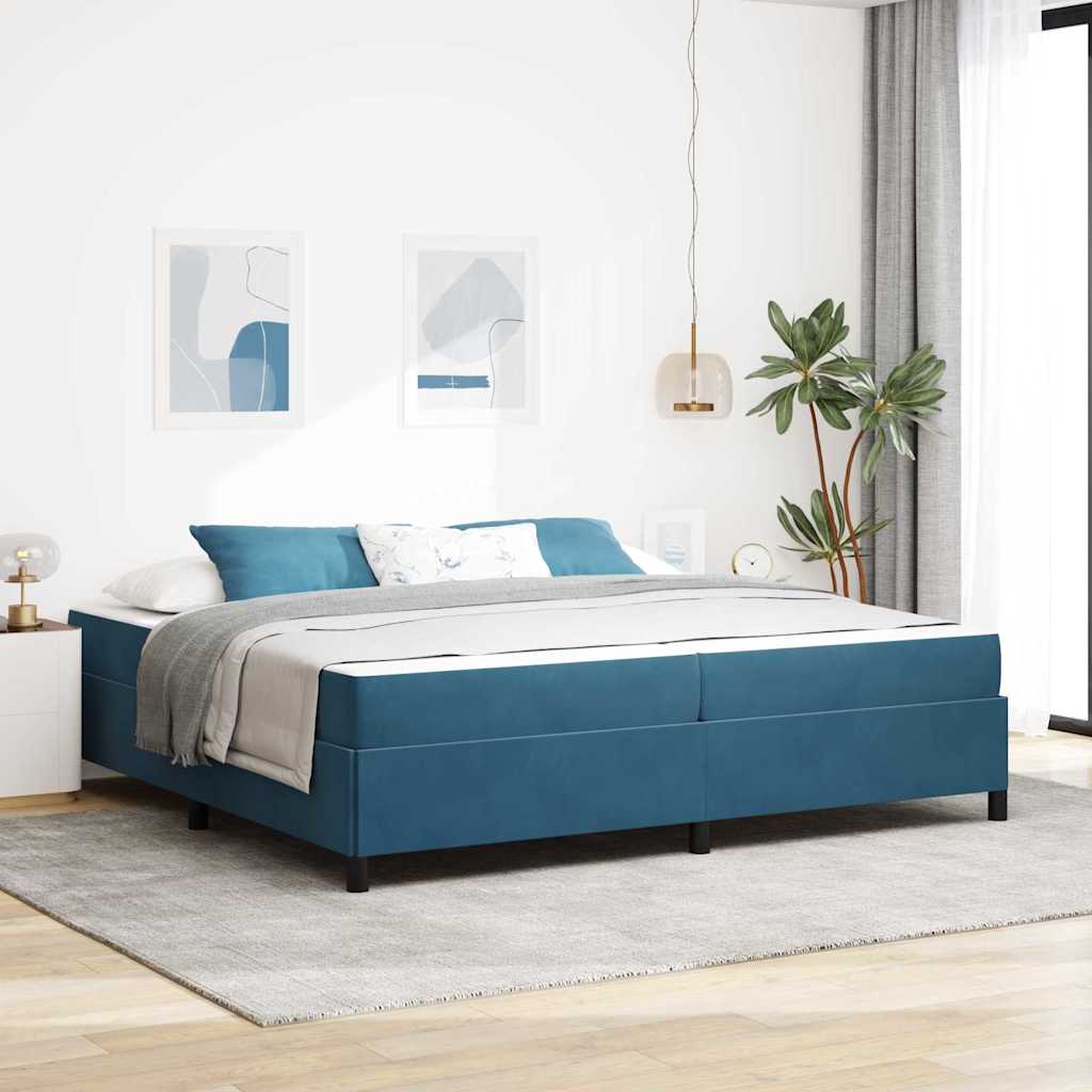 Ágykeret matracmal Sötét kék 200 x 200 cm szövet